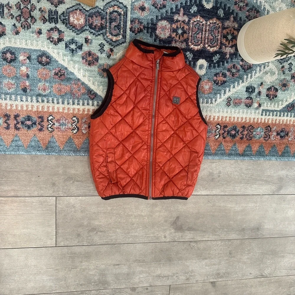Y2K Calvin Klein Jeans Toddler Boy Puffer Diamond Quilted Puffer Vest 3T Rust